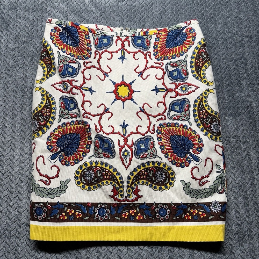 Tommy Hilfiger Paisley Medallion Print‎ Skirt 10 Cotton Lined Colorful Boho Prep